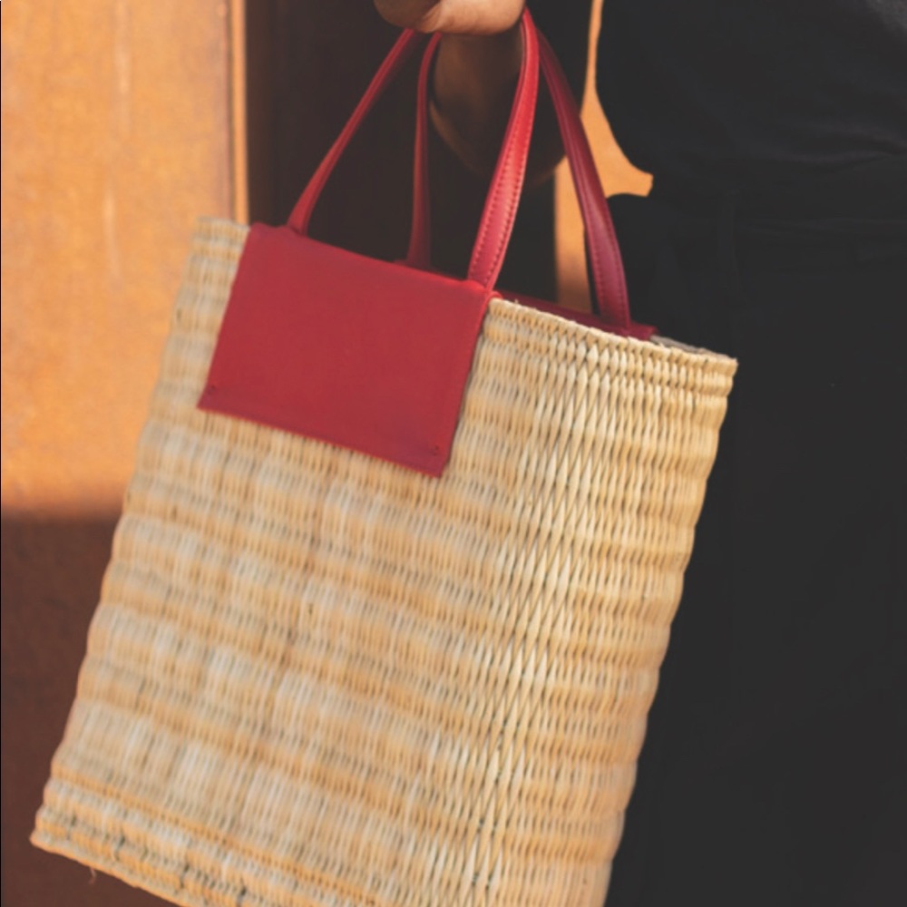 New handmade wicker bag with leather. Made in Morocco. - Picture 3 of 4